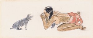 Tahitian Woman with Pig by Paul Gauguin
