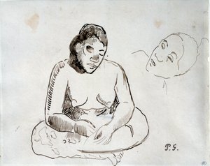 Tahitian Woman Sitting by Paul Gauguin