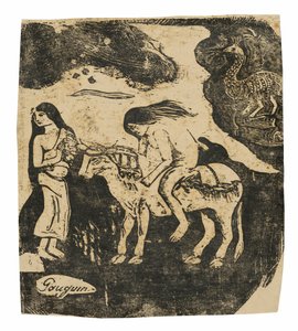 The Rape of Europa, from the Suite of Late Wood-Block Prints by Paul Gauguin