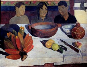 The Meal or Bananas. Young Tahitian at the Table. Painting by Paul Gauguin