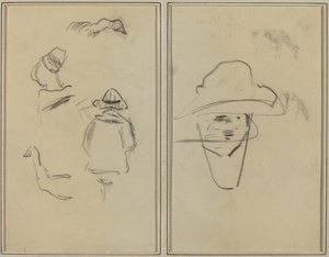 Two Breton Figures and Studies of Two Geese; Man Wearing Hat by Paul Gauguin