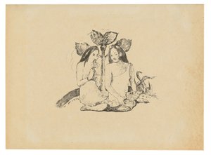 Two Maori Women Squatting Down