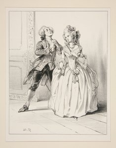 Elize (sic) (tenderly) Do you love me, marquis?... by Paul Gavarni