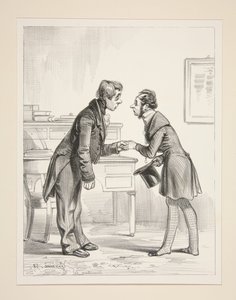 The Day of Departure of a Garrison. My dear mayor, how are you?...and madam?... by Paul Gavarni