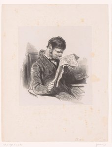 Man with Glasses Reading the Newspaper