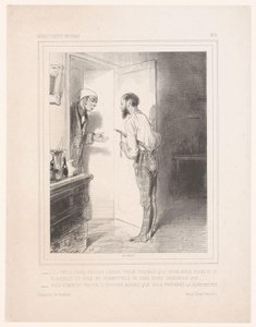 Man Addresses Neighbor with Flageolet by Paul Gavarni