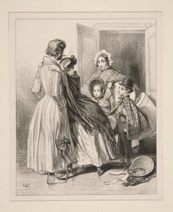 Mr. Frederic sees the adored woman sent back by a husband arriving one morning... by Paul Gavarni