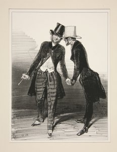 Pardon, my dear! I must leave you for a little affair... by Paul Gavarni