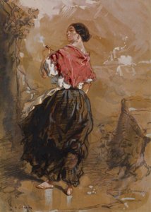 Peasant Girl Smoking by Paul Gavarni