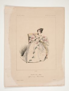 Ball gown. Jouenne hairstyle, flowers by Nattier.
