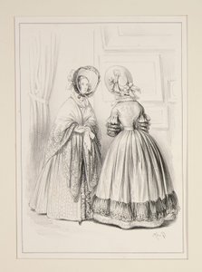 Moire Dress Trimmed with a Lace Flounce, ...