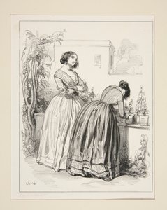 Dress in Organdy, Flat Shawl, Cuffs and Flounces by Paul Gavarni