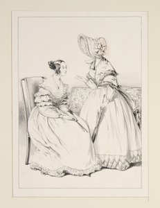 SEPTEMBER 1838. Muslin dress trimmed with lace flounces; ...