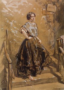 Young Woman Standing on Steps by Paul Gavarni