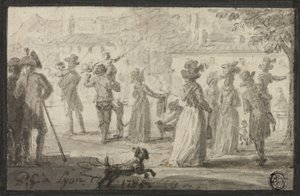 Figures Looking at Outdoor Spectacle