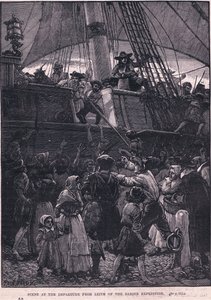 Scene of the departure from Leith of the Darien expedition AD 1698 by Paul Hardy