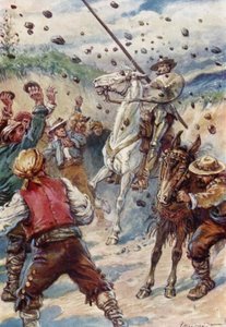 They pelted Don Quixote with a shower of stones by Paul Hardy