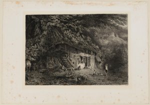 Norman Cottage with the Ruins of Arcques Castle. Beraldi 79 IFF 31 by Paul Huet