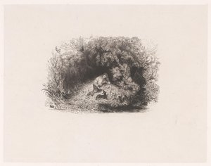 Title Page with Man Reading with Dog in a Forest by Paul Huet