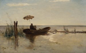 A painter at work in a punter on a sunny day by Paul Joseph Constantin Gabriel