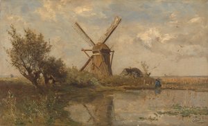 Windmill on a Pond
