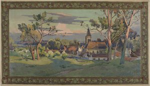 Sketch for the Thiais town hall: village with a church by Paul Léon Felix (attr. to) Schmitt