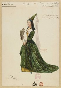 Isabelle de Bavière. Costume design for the opera Charles VI by Fromental Halévy by Paul Lormier