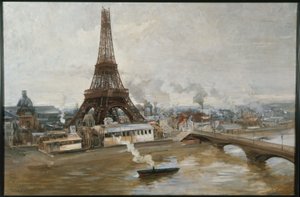 The Eiffel Tower and the works of the Universal Exhibition in January 1889