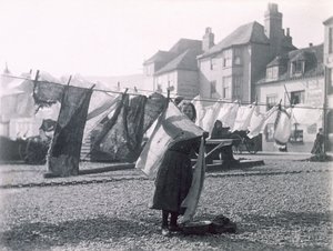 Putting out the washing, Hastings Old Town