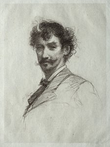 James McNeill Whistler with White Lock and Monocle by Paul Rajon