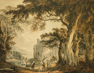 Figures on a Lane Before Rochester Castle