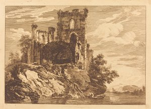 Ruins by a River with a Man in a Boat by Paul Sandby