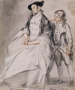 Study of Mrs Mercier seated in a Chair, and her youngest son, Henry Mercier standing behind her by Paul Sandby