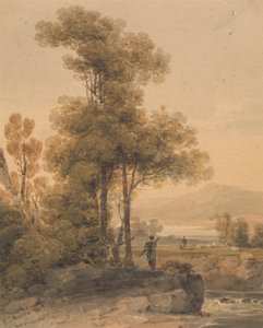Landscape with Figures, Cromach Water by Paul Sandby Munn