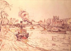 Paris with the Louvre and Pont des Arts by Paul Signac