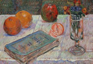 Still Life with a Book and Oranges by Paul Signac