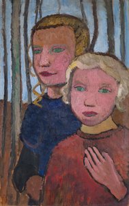 Two Girls in Front of Birch Trees by Paula Modersohn Becker