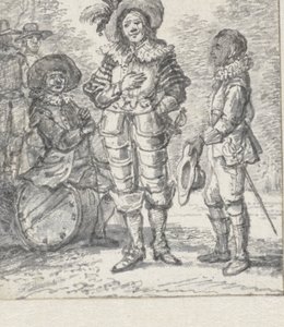 Design for Illustration Theater Group: Two Standing Figures and a Seated Figure by Paulus Constantijn la Fargue