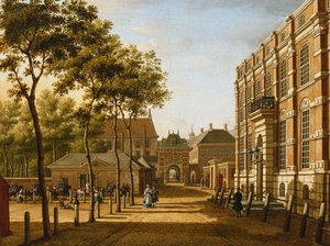 The Hague: the Mauritspoort and the Binnenhof Seen Across the Plein
