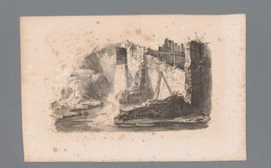 View of a Ruin with Waterfall