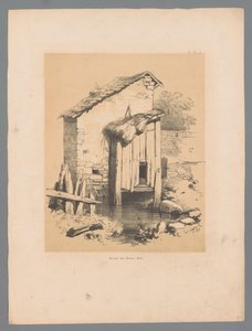 View of a Barn by the Water (series title: Picturesque Views by Paulus Lauters, Etrennes pittoresques pour 1839, par Lauters) by Paulus Lauters
