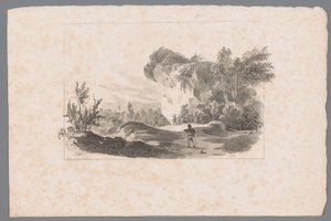 Landscape with Figures by a Rock by Paulus Lauters