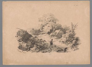 Landscape with Man and Dog on a Country Road