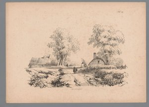 Landscape with Two Houses and Two Figures on a Road (Landscape Studies by Paulus Lauters)