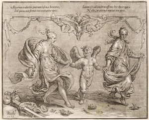 Cupid Dancing with Two Allegorical Women by Paulus Moreelse