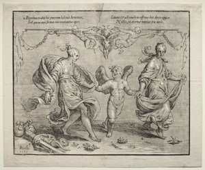Cupid Dancing with Two Allegorical Women, 1612 by Paulus Moreelse