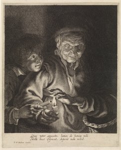 Old Woman and Boy with Candles by Paulus Pontius