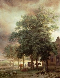 Landscape with Carriage or House Beyond the Trees by Paulus Potter