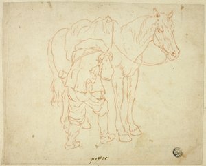 Man Adjusting Saddle on Horse by Paulus Potter