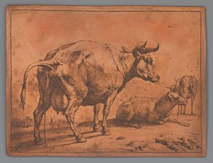 Peeing Cow and Two Sheep by Paulus Potter